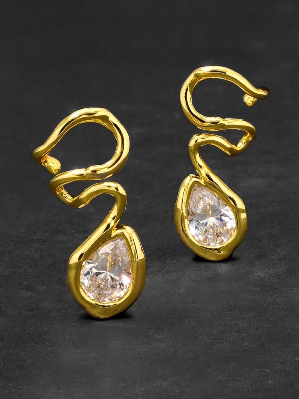 Alexis Bittar Gold Teardrop Crystal Swirl Earrings